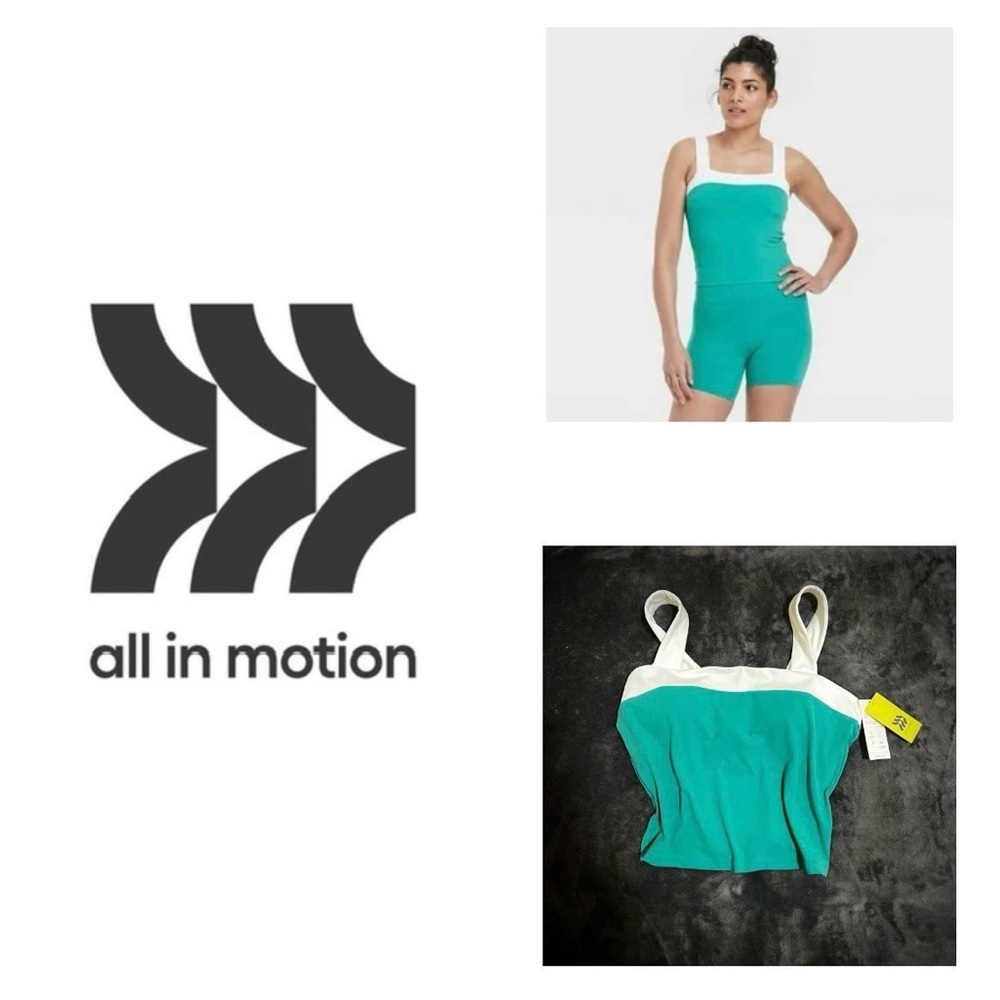 All in Motion Teal and White Tank Top